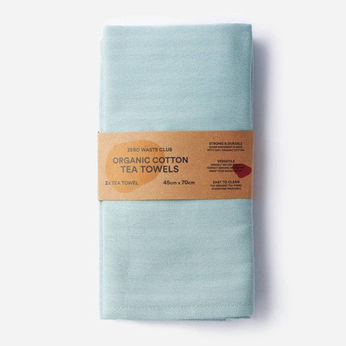 Cotton Herringbone Tea Towels | Sage Green | Set of 2