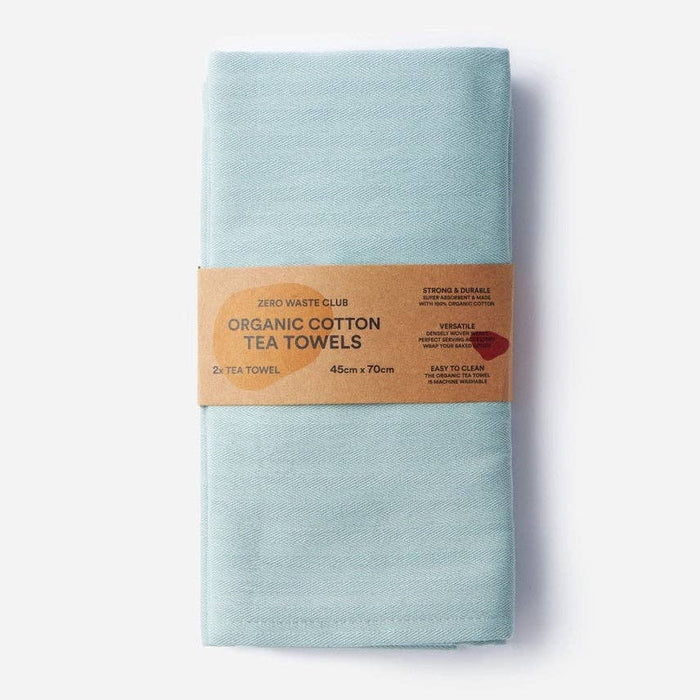 Cotton Herringbone Tea Towels | Sage Green | Set of 2