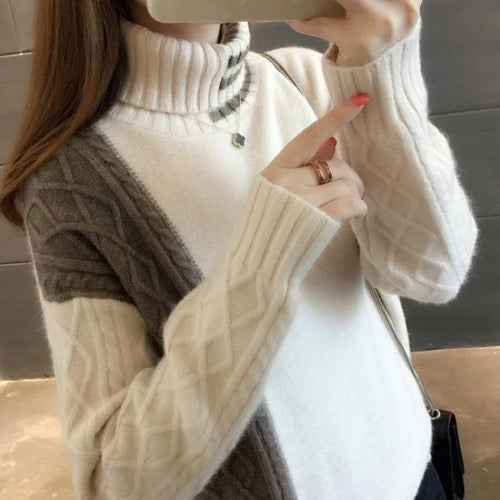 Women's Cable-Knit Wool Blend Turtleneck Winter Sweater | Warm Stylish Pullover