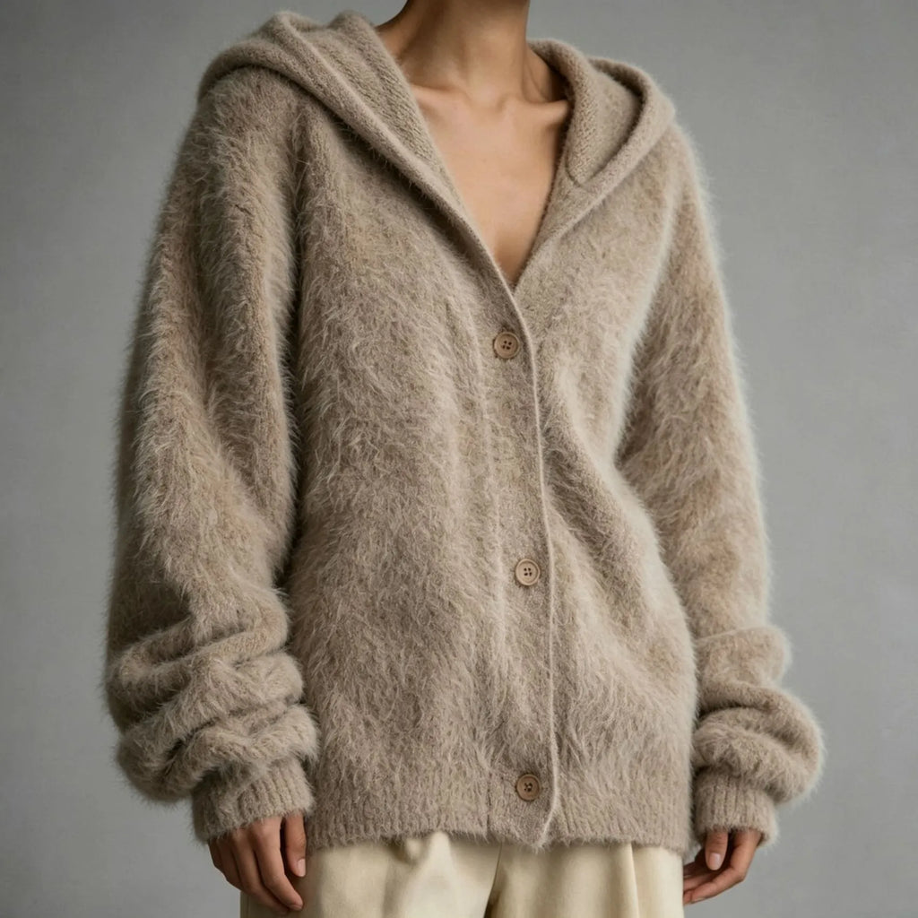 Women's Faux Mink Hooded Cardigan | Casual Loose Autumn Sweater