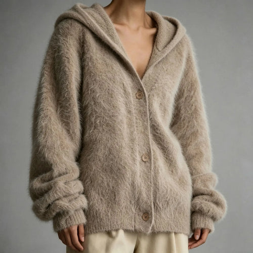 Women's Faux Mink Hooded Cardigan | Casual Loose Autumn Sweater