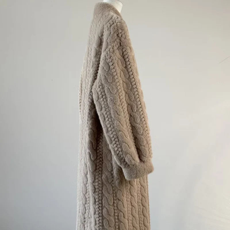 Women's Faux Mink Winter Coat | Thick Warm Overcoat