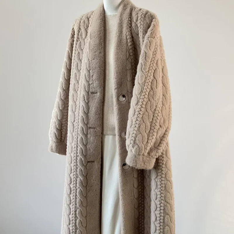 Women's Faux Mink Winter Coat | Thick Warm Overcoat