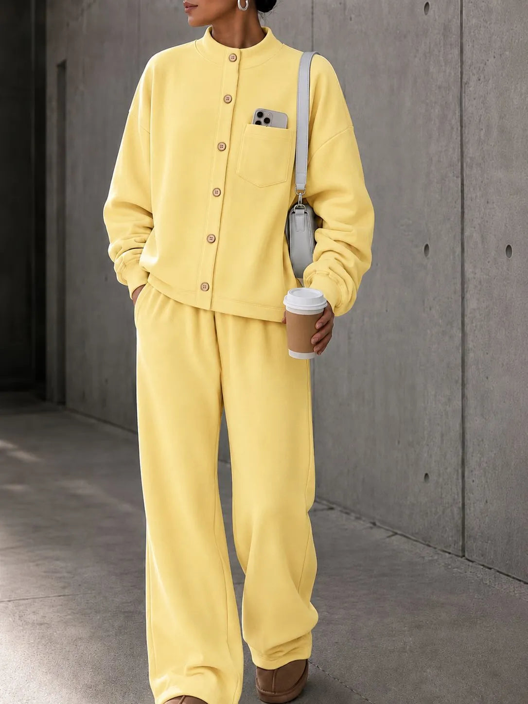 Women's Fleece Autumn Two-Piece Set | Loose Wide-Leg Tracksuit
