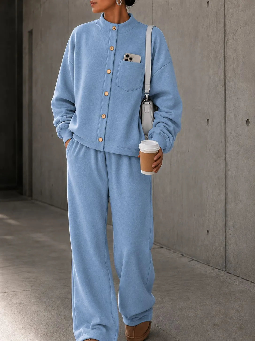 Women's Fleece Autumn Two-Piece Set | Loose Wide-Leg Tracksuit