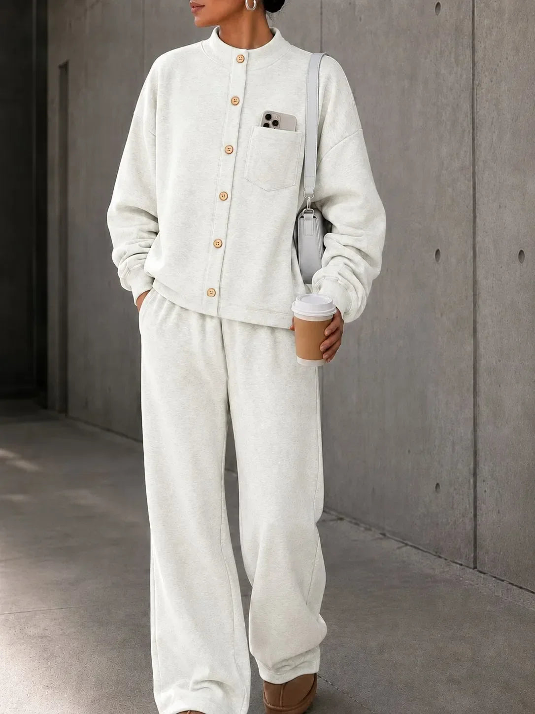 Women's Fleece Autumn Two-Piece Set | Loose Wide-Leg Tracksuit
