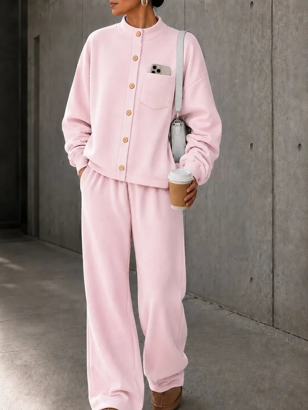 Women's Fleece Autumn Two-Piece Set | Loose Wide-Leg Tracksuit