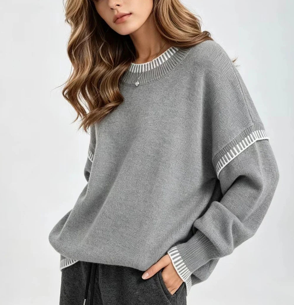 Women's Knit Autumn Sweater | Loose Crewneck Pullover