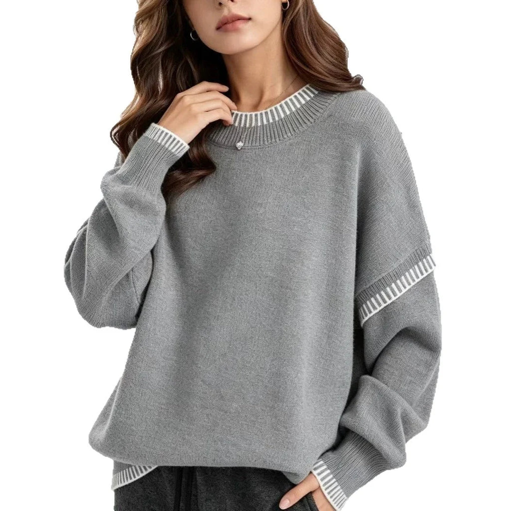 Women's Knit Autumn Sweater | Loose Crewneck Pullover