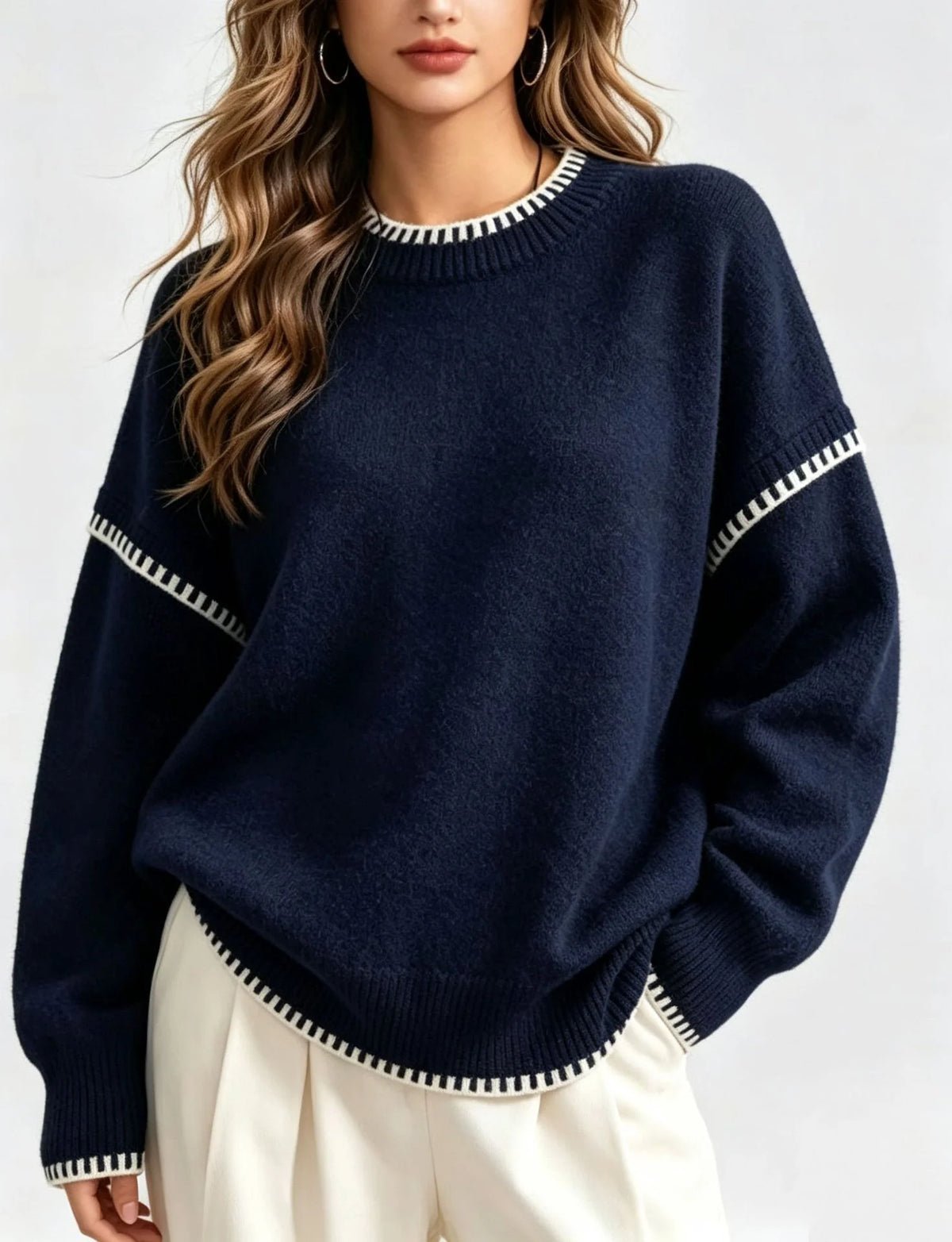 Women's Knit Autumn Sweater | Loose Crewneck Pullover