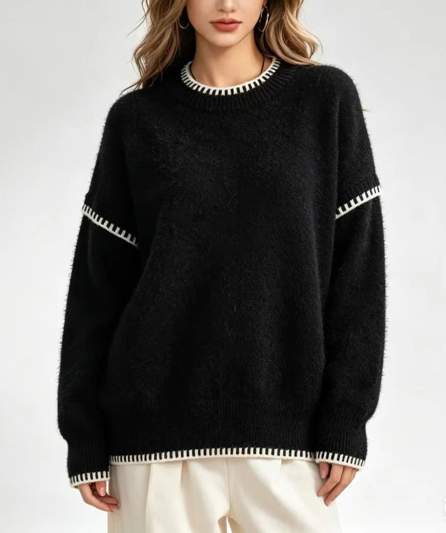 Women's Knit Autumn Sweater | Loose Crewneck Pullover