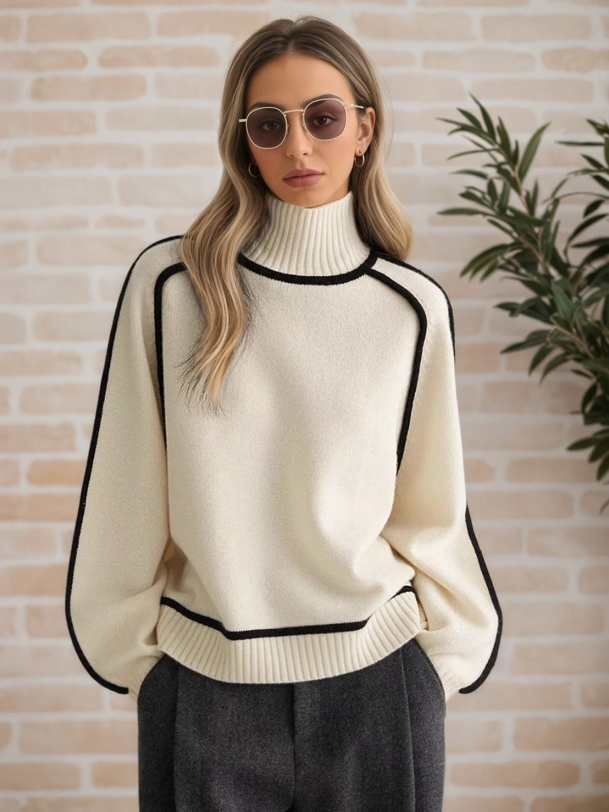 Women's Knit Turtleneck Winter Sweater | Elegant Long-Sleeve Pullover Top