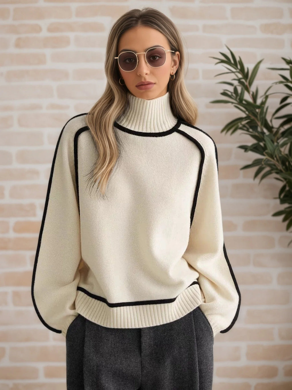 Women's Knit Turtleneck Winter Sweater | Elegant Long-Sleeve Pullover Top