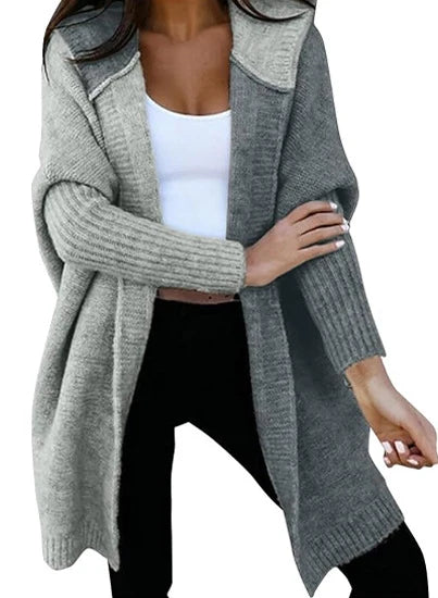 Women's Knit Winter Cardigan | Loose Hooded Sweater