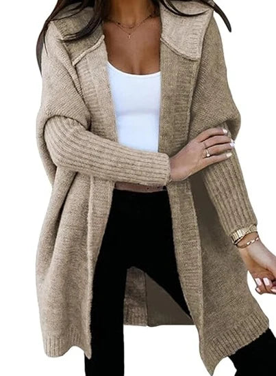 Women's Knit Winter Cardigan | Loose Hooded Sweater
