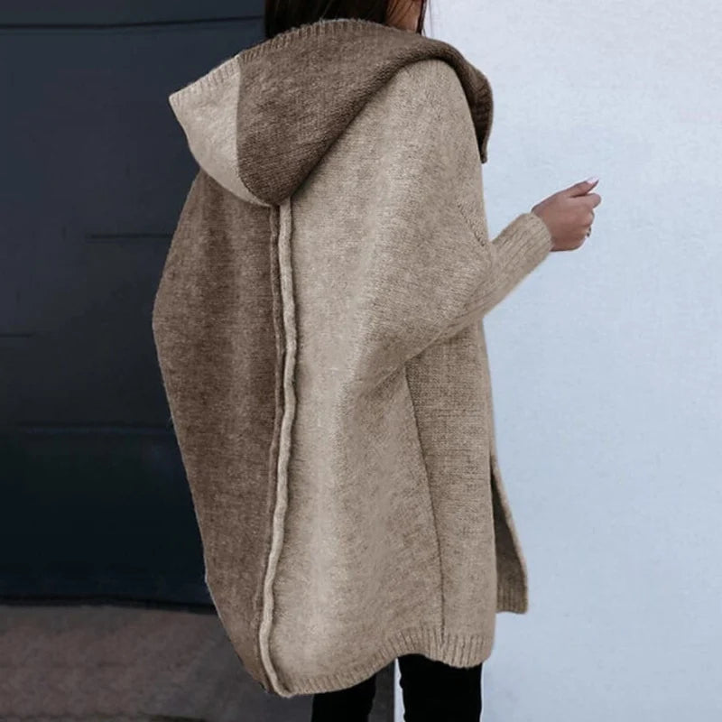 Women's Knit Winter Cardigan | Loose Hooded Sweater