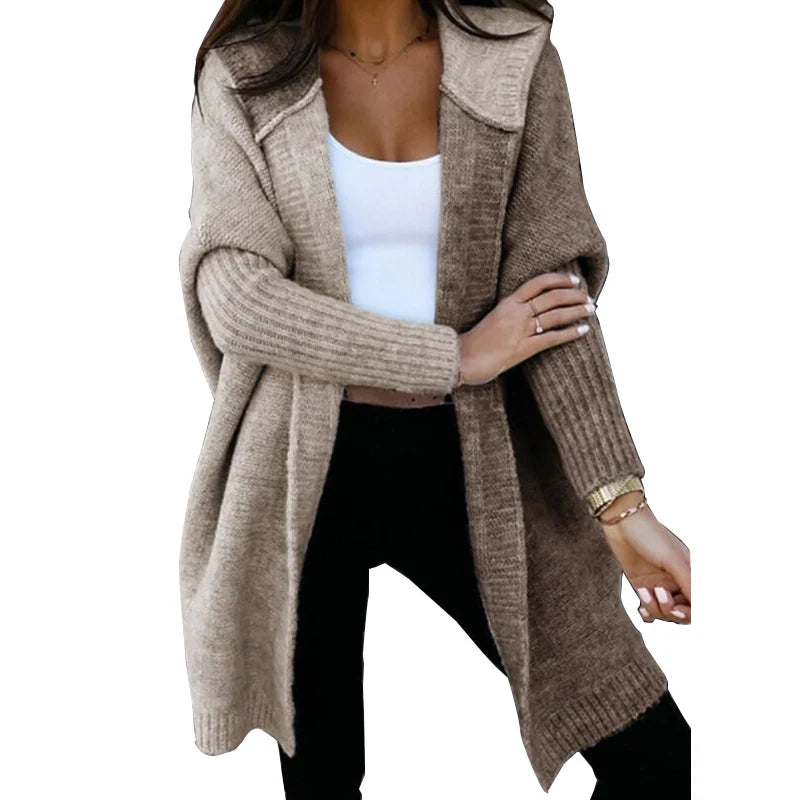Women's Knit Winter Cardigan | Loose Hooded Sweater