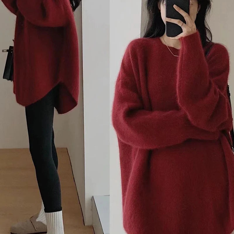 Women's Knitted Autumn Sweater | Casual Round Neck Loose Pullover