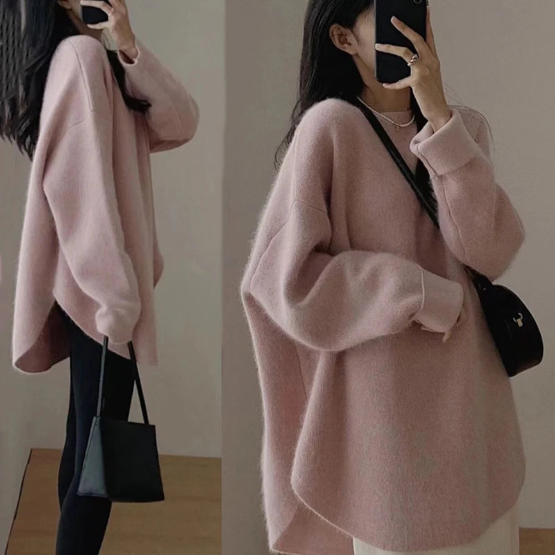Women's Knitted Autumn Sweater | Casual Round Neck Loose Pullover