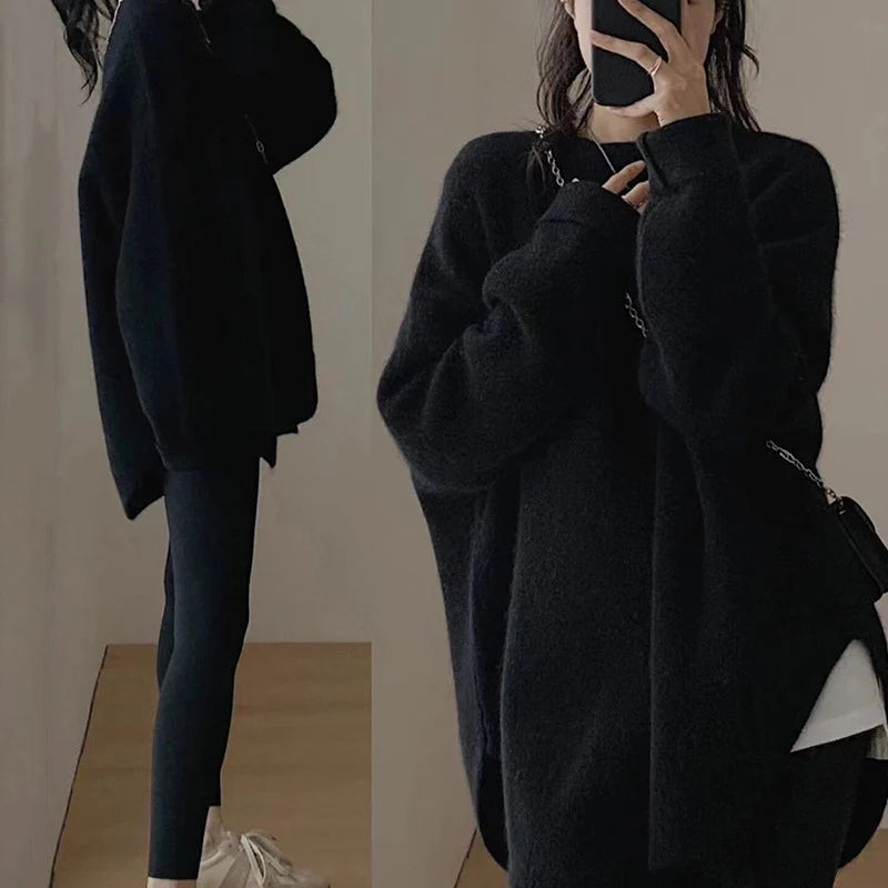 Women's Knitted Autumn Sweater | Casual Round Neck Loose Pullover