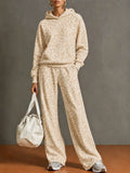 Women's Leopard Print Autumn Tracksuit | Relaxed Wide-Leg Casual Loungewear