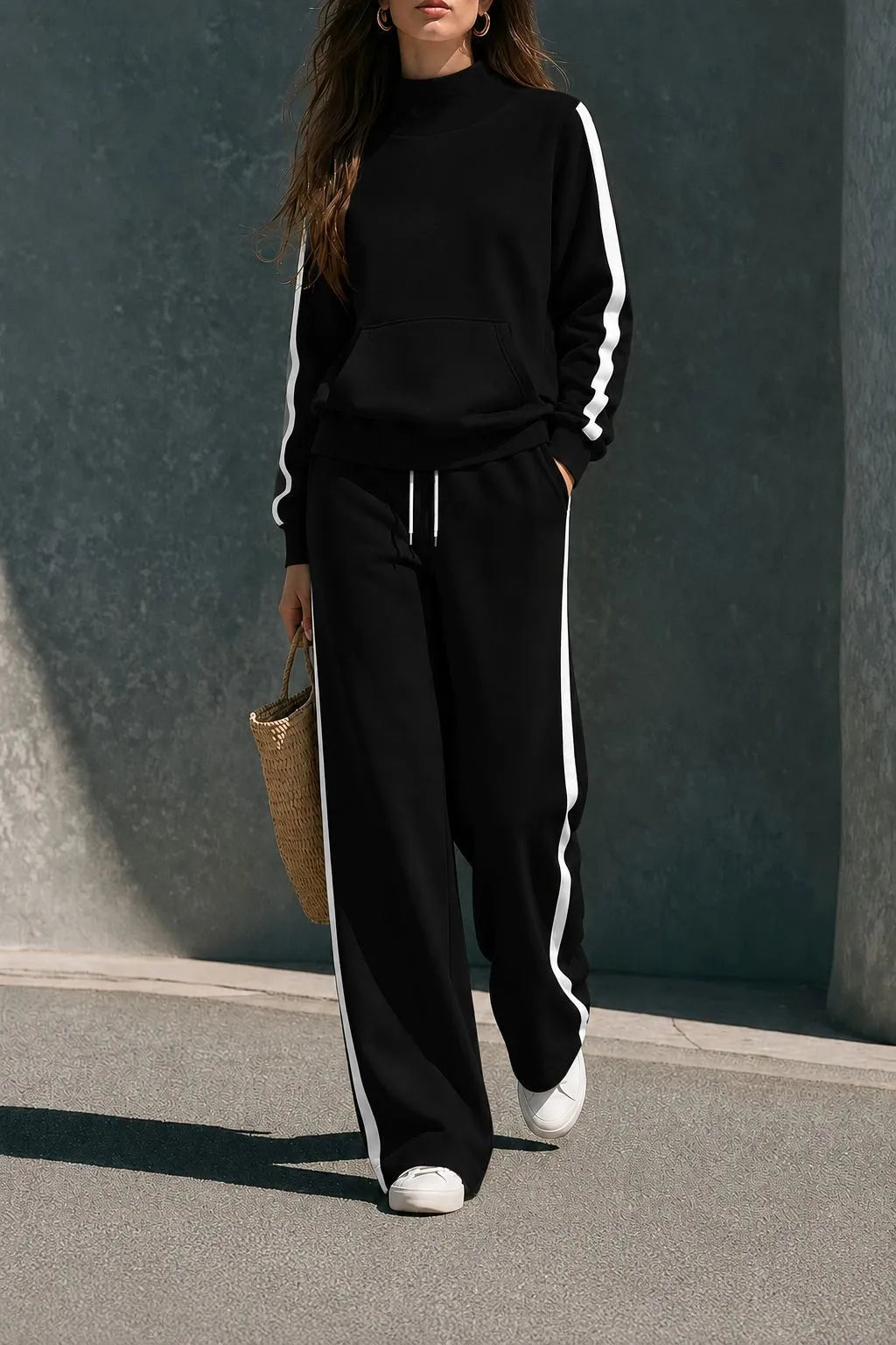 Women's Polyester Sweatsuit Set | Loose Autumn Tracksuit