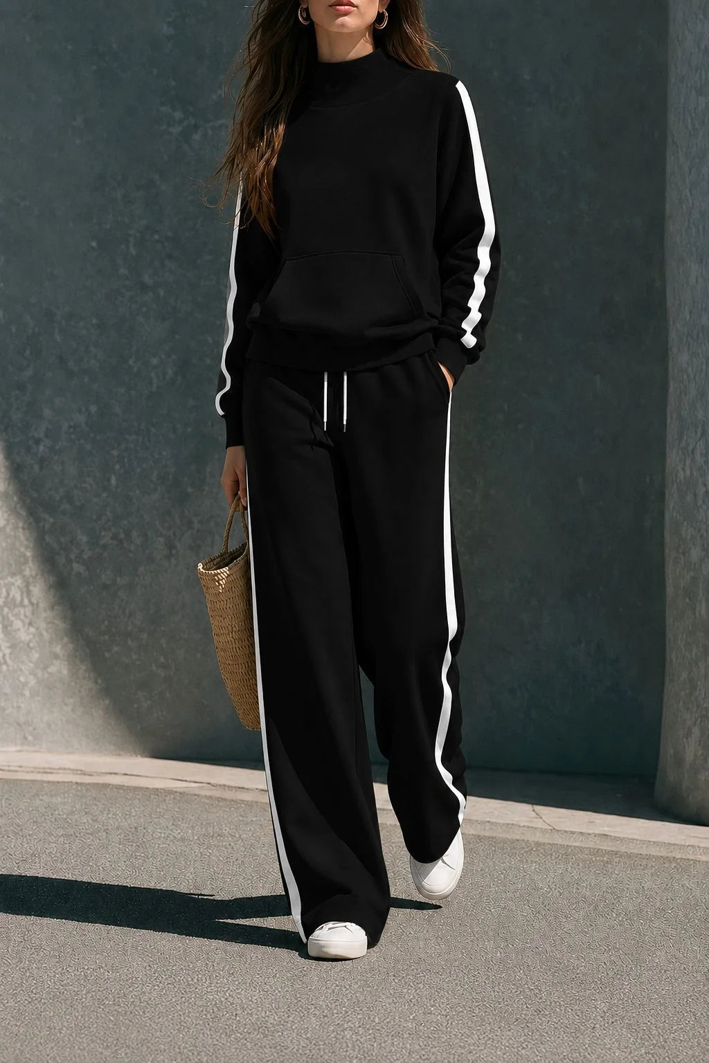 Women's Polyester Sweatsuit Set | Loose Autumn Tracksuit