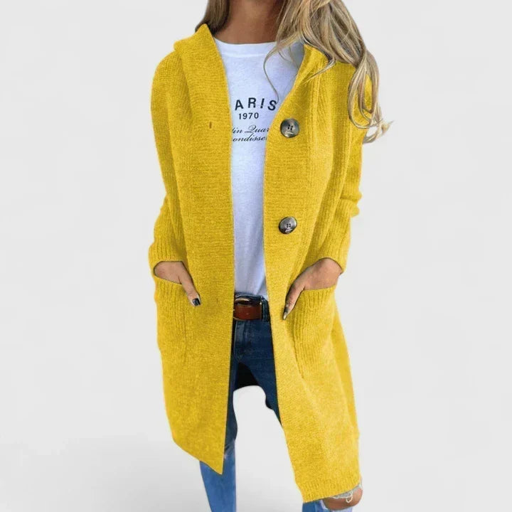 Women's Ribbed Knit Hooded Cardigan | Casual Button-Front Winter Sweater