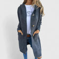 Women's Ribbed Knit Hooded Cardigan | Casual Button-Front Winter Sweater