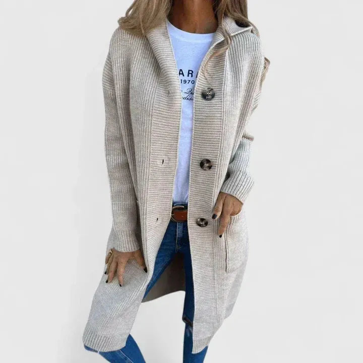 Women's Ribbed Knit Hooded Cardigan | Casual Button-Front Winter Sweater