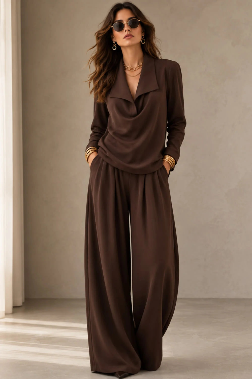 Women's Solid Autumn Pants Set | Casual Loose Two-Piece Outfit