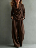 Women's Solid Autumn Pants Set | Casual Loose Two-Piece Outfit