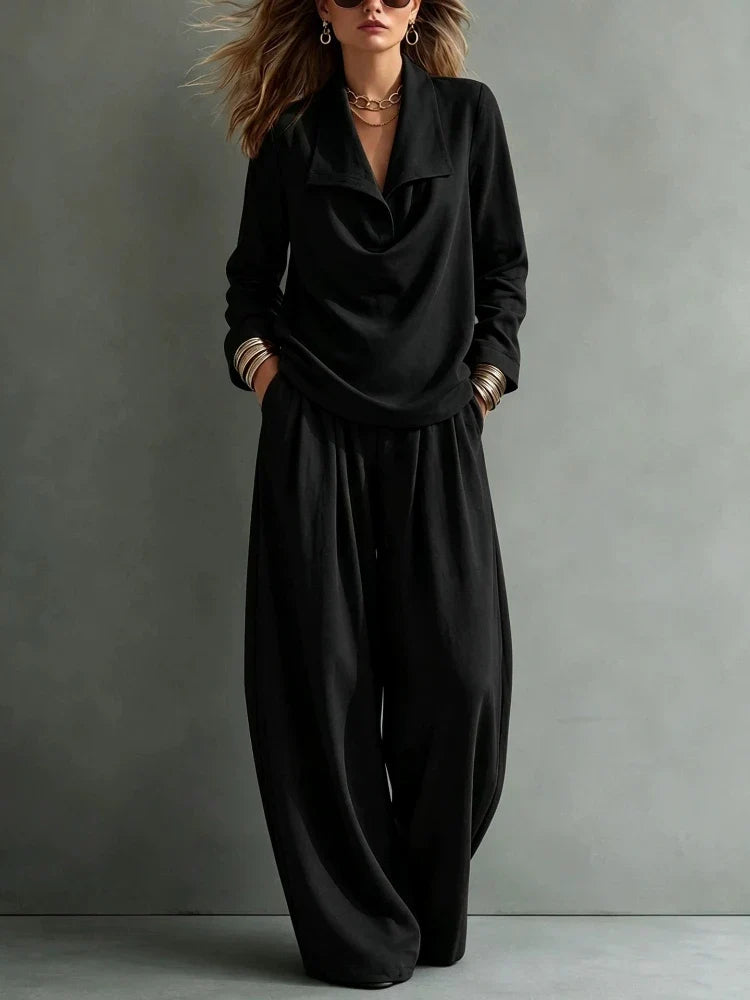 Women's Solid Autumn Pants Set | Casual Loose Two-Piece Outfit