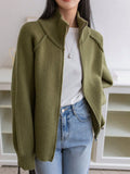 Women's Solid Cashmere Blend Autumn Cardigan | Loose Zip-Up Knit Sweater