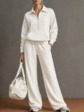 Women's Solid Knitted Autumn Tracksuit | Casual Oversized Loungewear Set