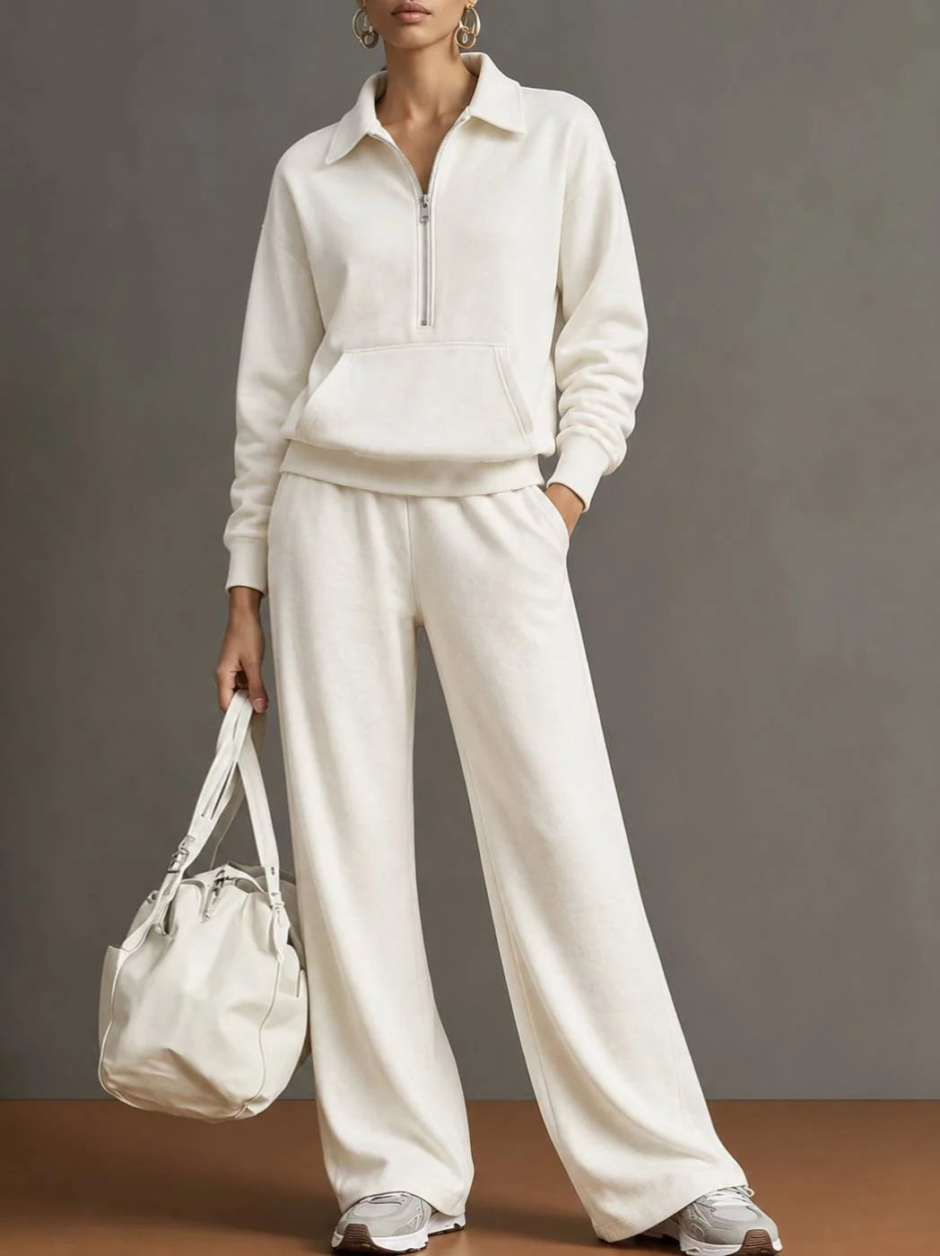 Women's Solid Knitted Autumn Tracksuit | Casual Oversized Loungewear Set