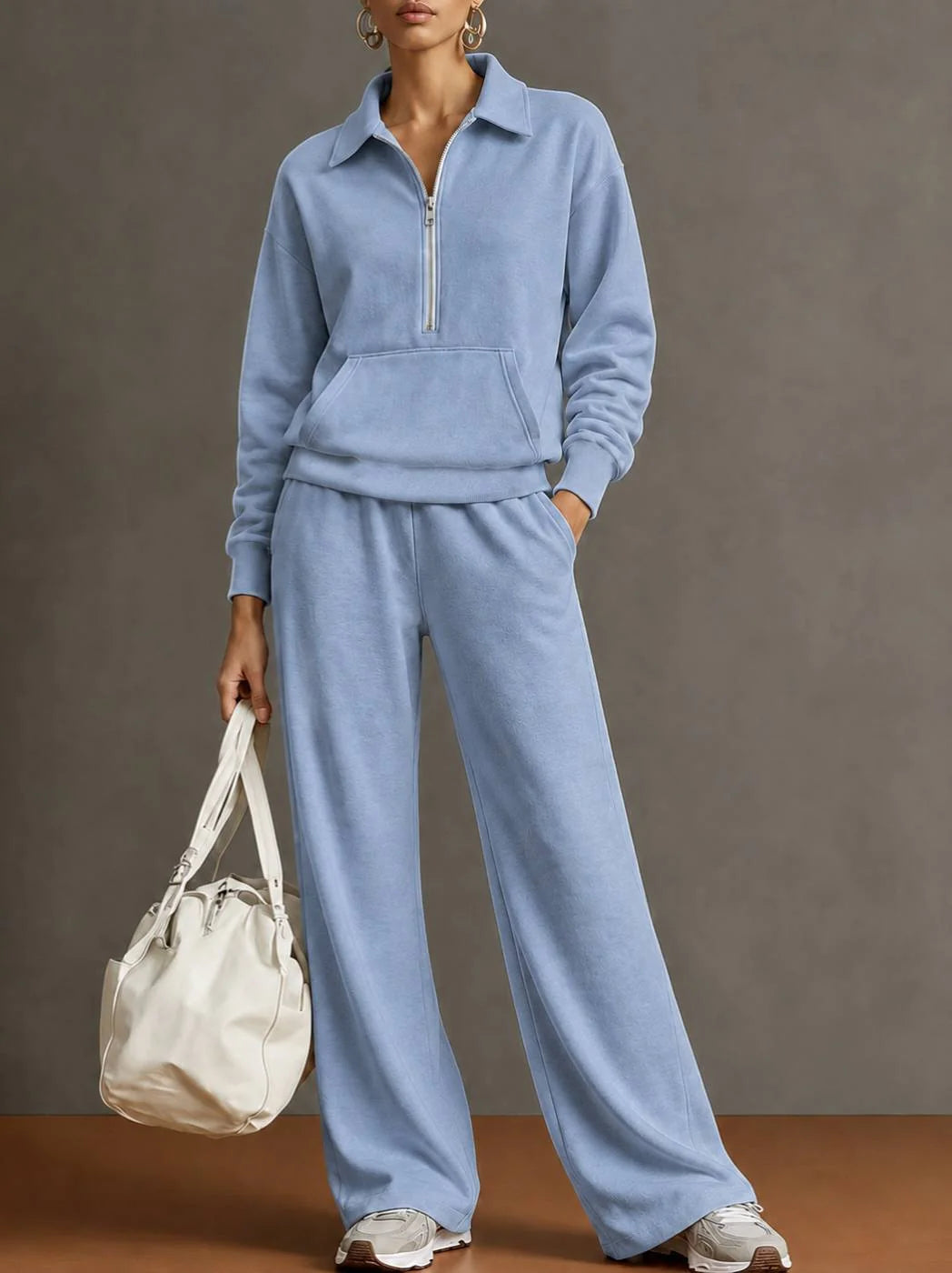 Women's Solid Knitted Autumn Tracksuit | Casual Oversized Loungewear Set