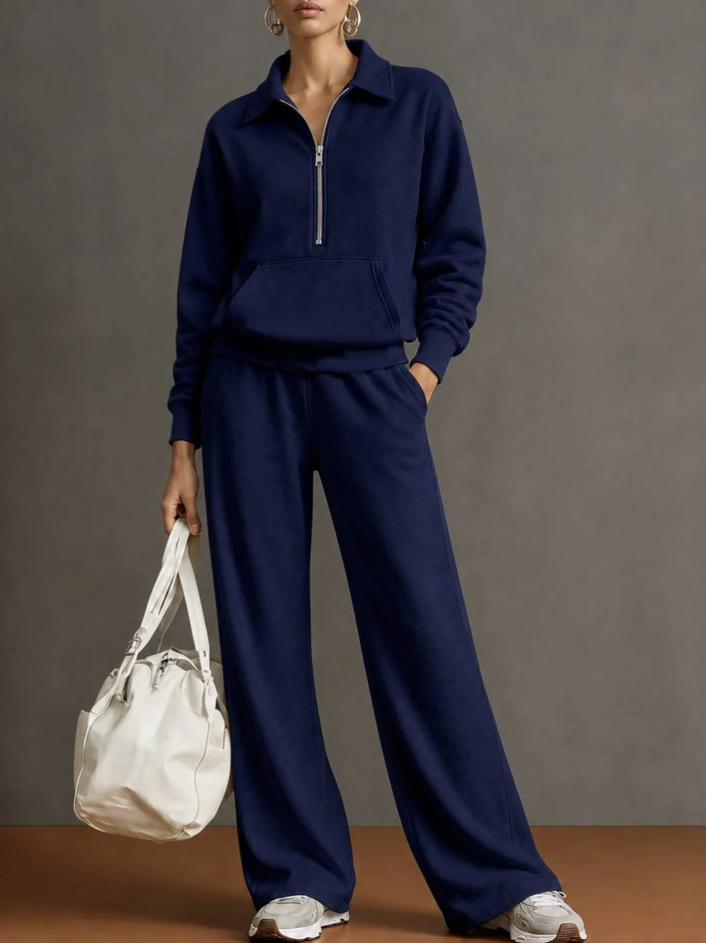 Women's Solid Knitted Autumn Tracksuit | Casual Oversized Loungewear Set