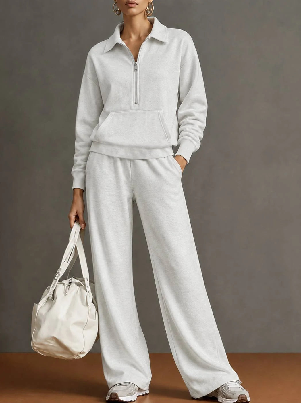 Women's Solid Knitted Autumn Tracksuit | Casual Oversized Loungewear Set