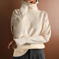 Women's Solid Knitted Winter Sweater | Warm Casual Turtleneck Pullover