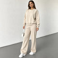 Women's Spandex Solid Tracksuit | Casual Long Sleeve Winter Pants Set