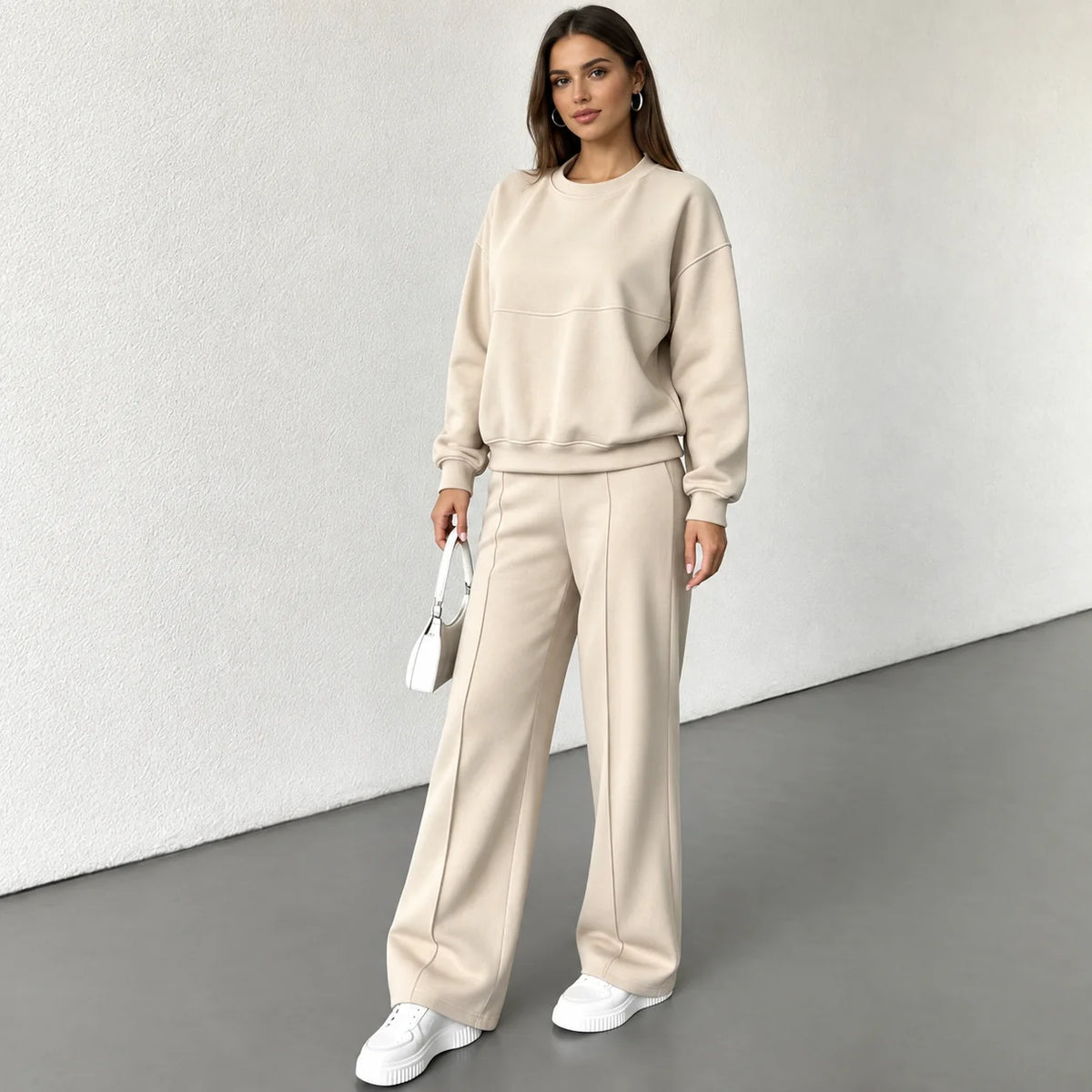 Women's Spandex Solid Tracksuit | Casual Long Sleeve Winter Pants Set