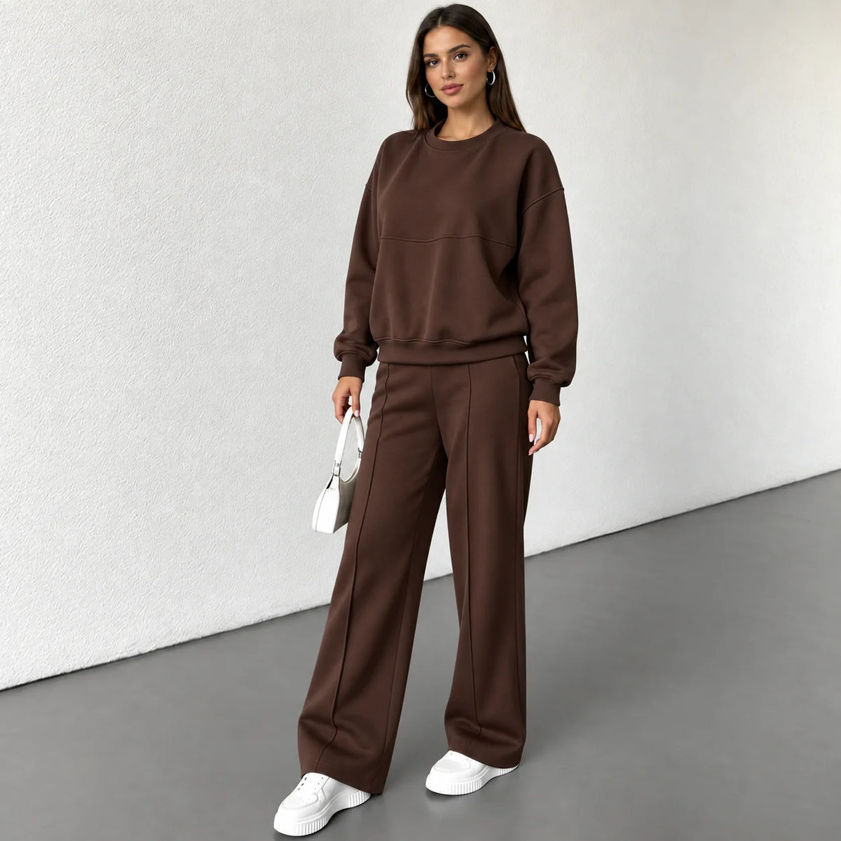 Women's Spandex Solid Tracksuit | Casual Long Sleeve Winter Pants Set