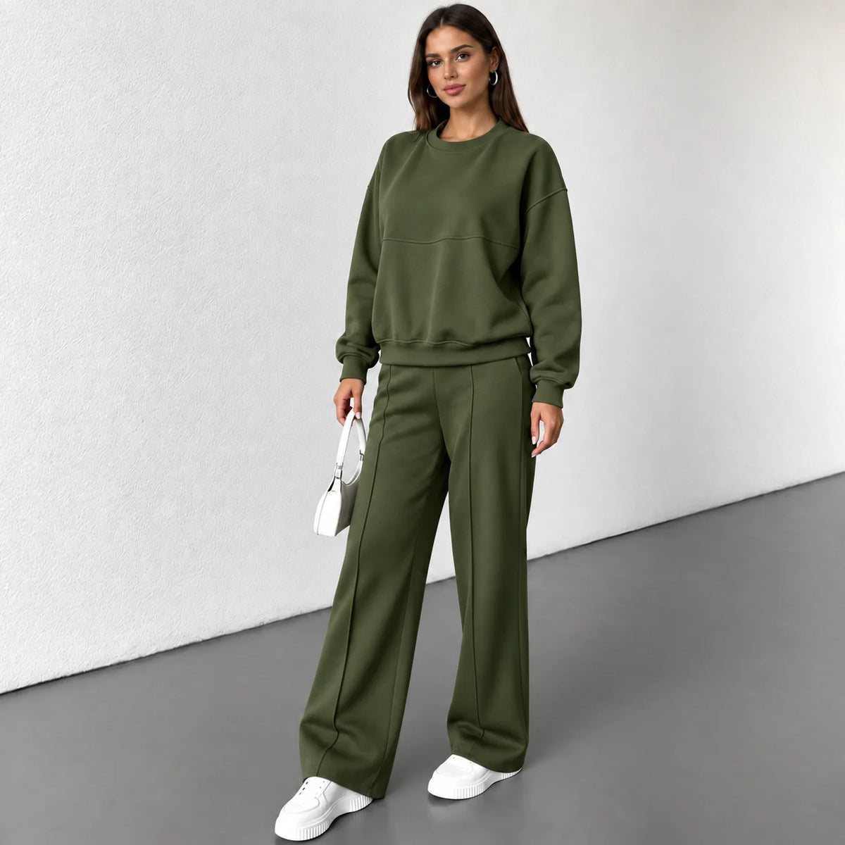 Women's Spandex Solid Tracksuit | Casual Long Sleeve Winter Pants Set