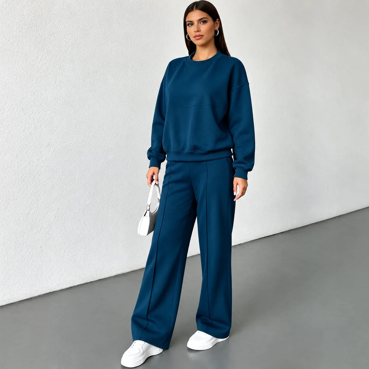 Women's Spandex Solid Tracksuit | Casual Long Sleeve Winter Pants Set