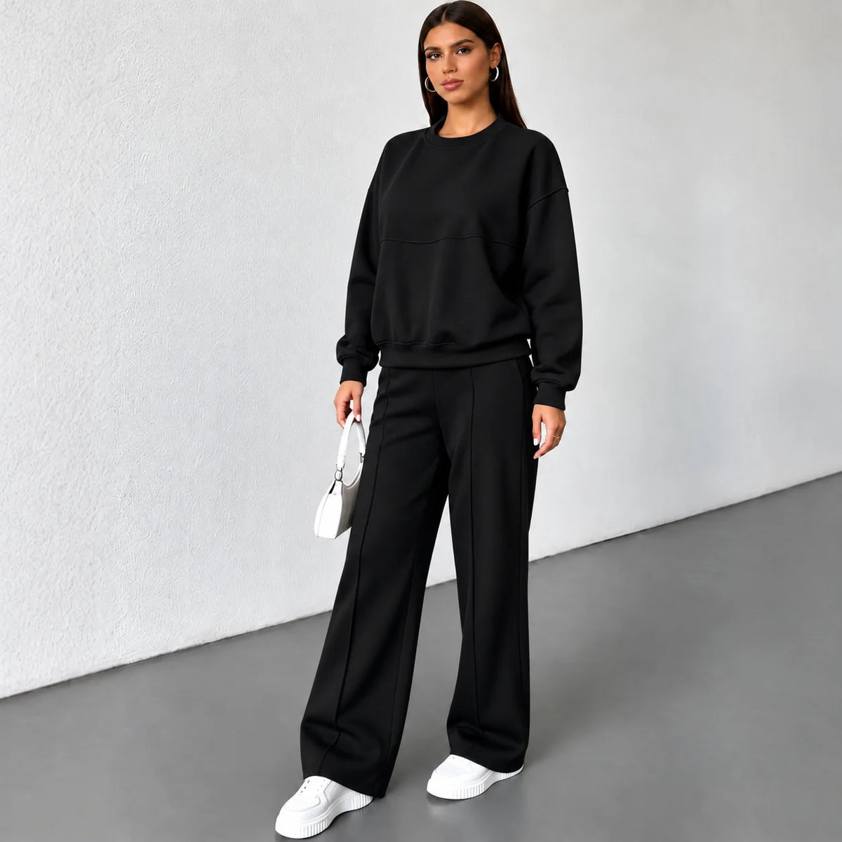 Women's Spandex Solid Tracksuit | Casual Long Sleeve Winter Pants Set