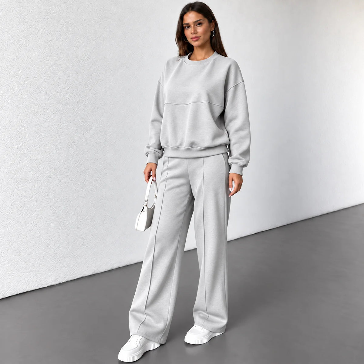 Women's Spandex Solid Tracksuit | Casual Long Sleeve Winter Pants Set