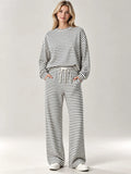 Women's Striped Knit Autumn Pant Set | Loose Fit Casual Loungewear